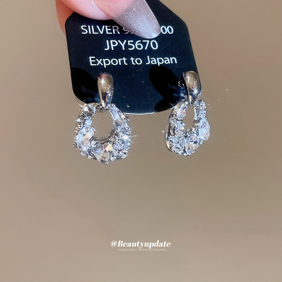 Pendientes de Tachuela Cuadrados Geométricos Minimalistas con Incrustaciones de Diamantes de Imitación en Plata 925 para Mujer, Elegantes, de Lujo para Uso Diario