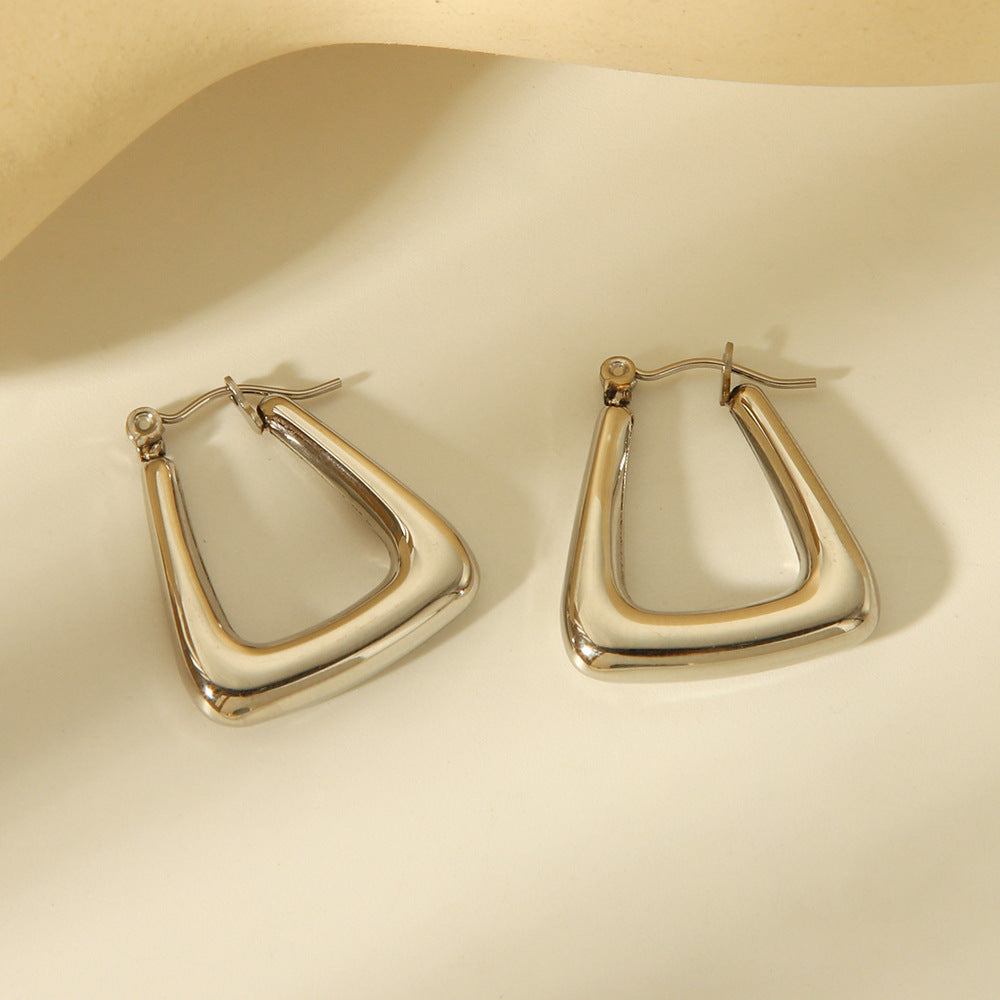 Orecchini da donna geometrici a cavo minimalisti in acciaio inossidabile con finitura placcata e ganci ipoallergenici