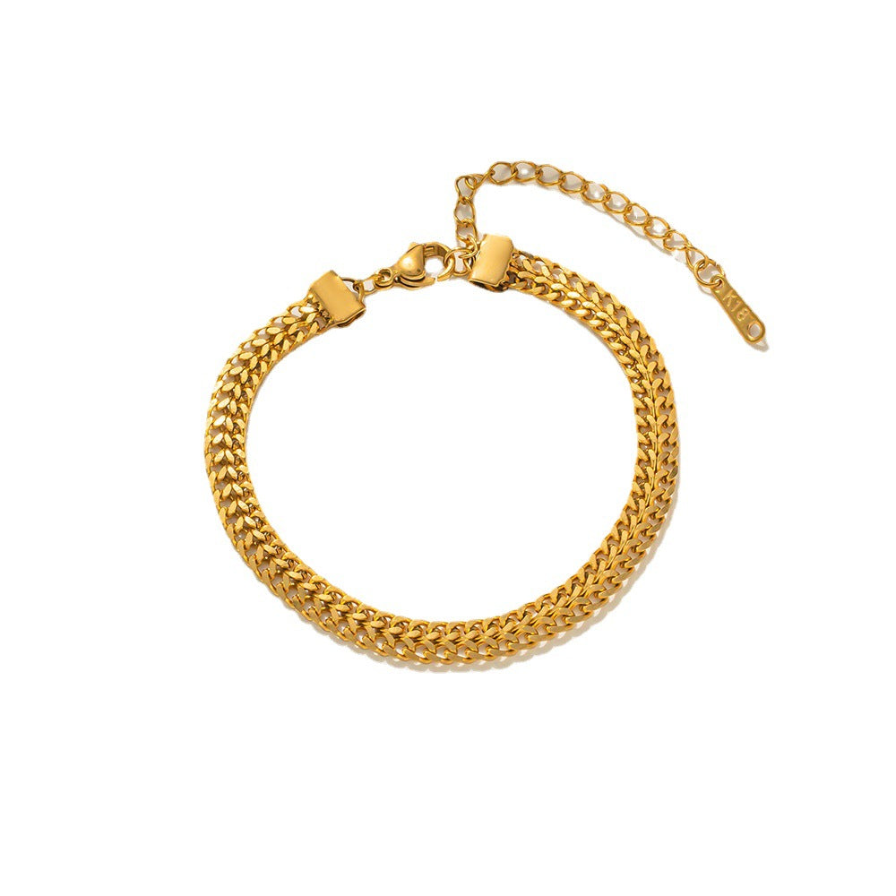 Bracciale a rombo minimalista naturale in acciaio al titanio per uomo e donna, gioielli a mano unisex in acciaio inossidabile