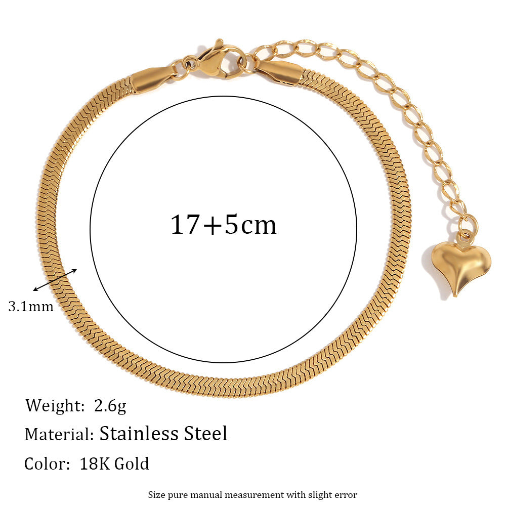 Bracciale Figaro Geometria Minimalista alla Moda da Donna in Acciaio Inossidabile con Placcatura in Oro 18K