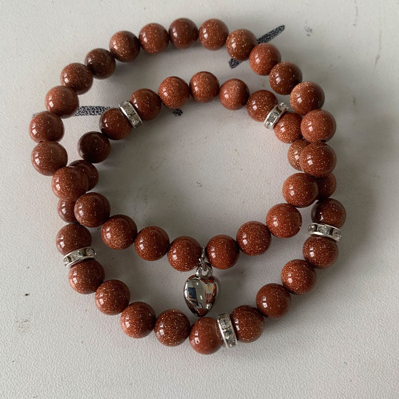 Unisex Geometric Alloy Bracelet Set with Tiger Eye, Green Aventurine and Red Agate Beads