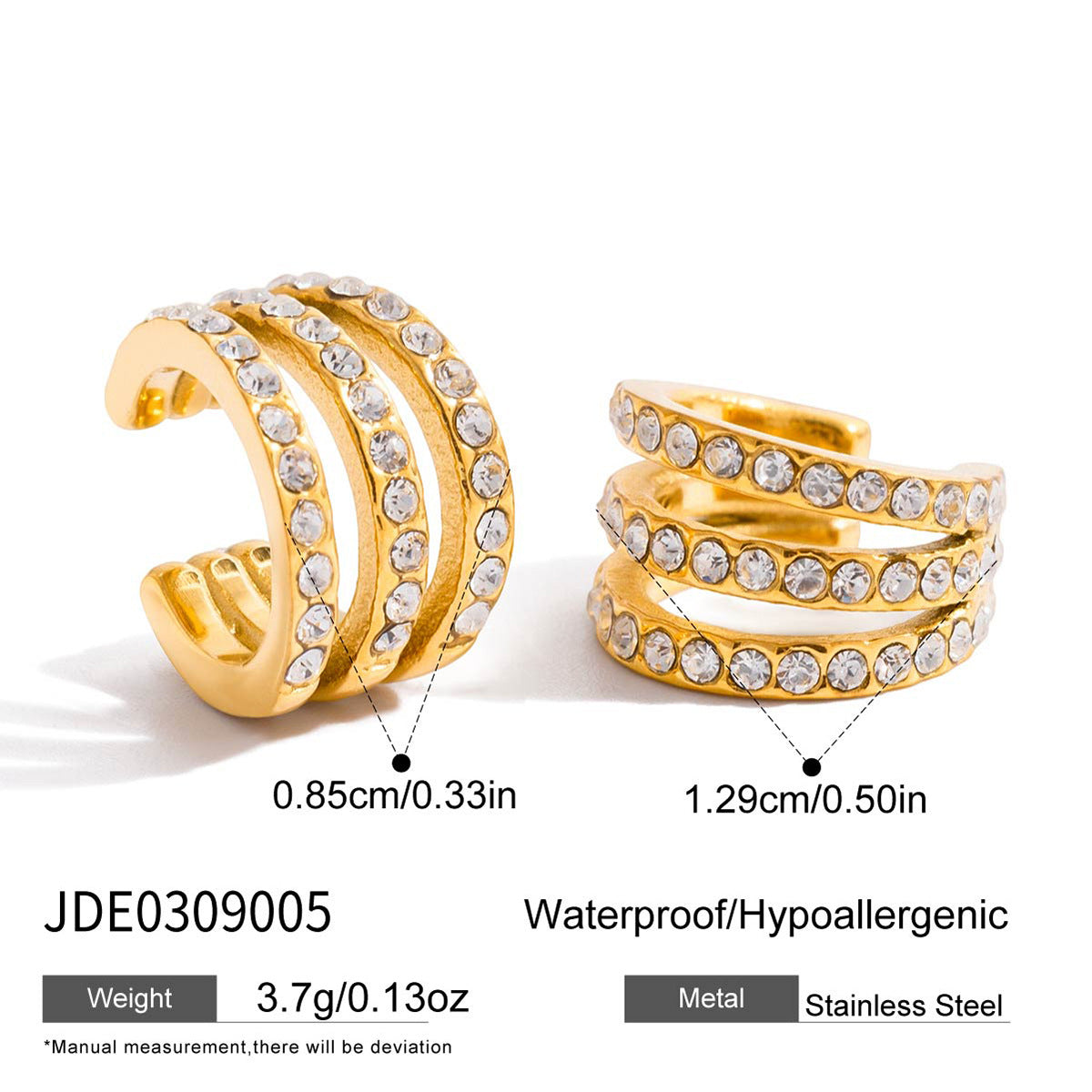 Elegant Geometric Stainless Steel Earrings with Green Cubic Zirconia and Rhinestone Plated Finish for Women