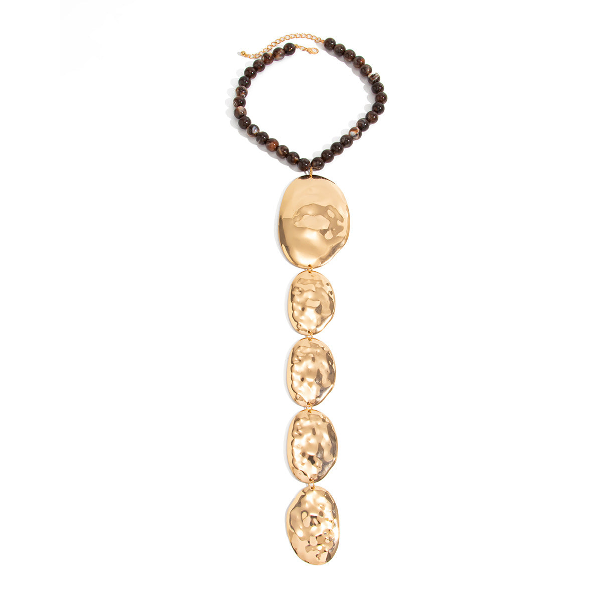 Vintage Geometric Hammered Acrylic and Iron Y-Shape Necklace for Women