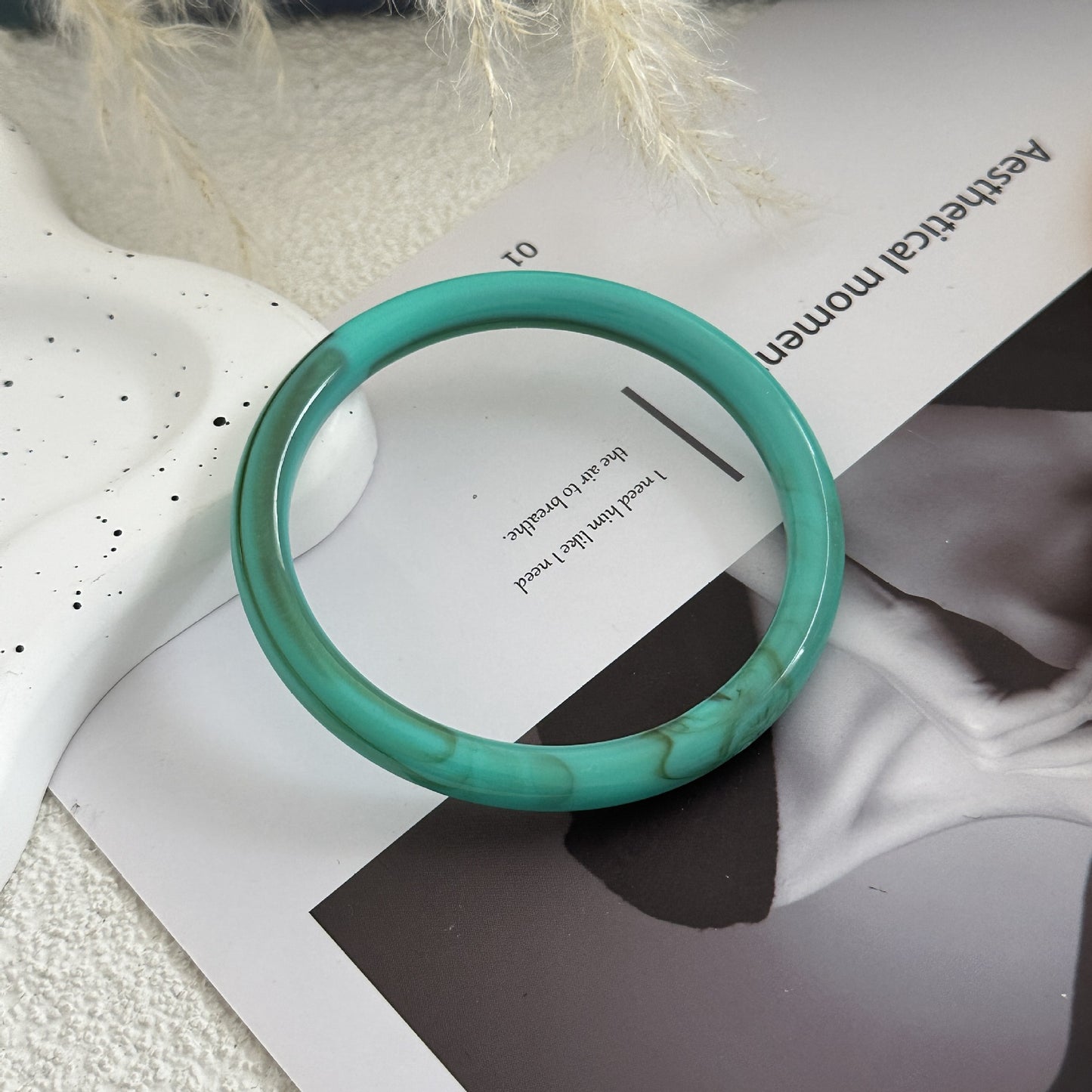 Minimalist Wide Round Geometric Acrylic Drip Oil Bracelet Set