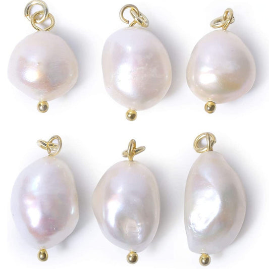 Ciondolo a barra vintage barocco irregolare con perle d'acqua dolce, ciondoli geometrici rotondi e ovali da 8 mm placcati per gioielli da donna