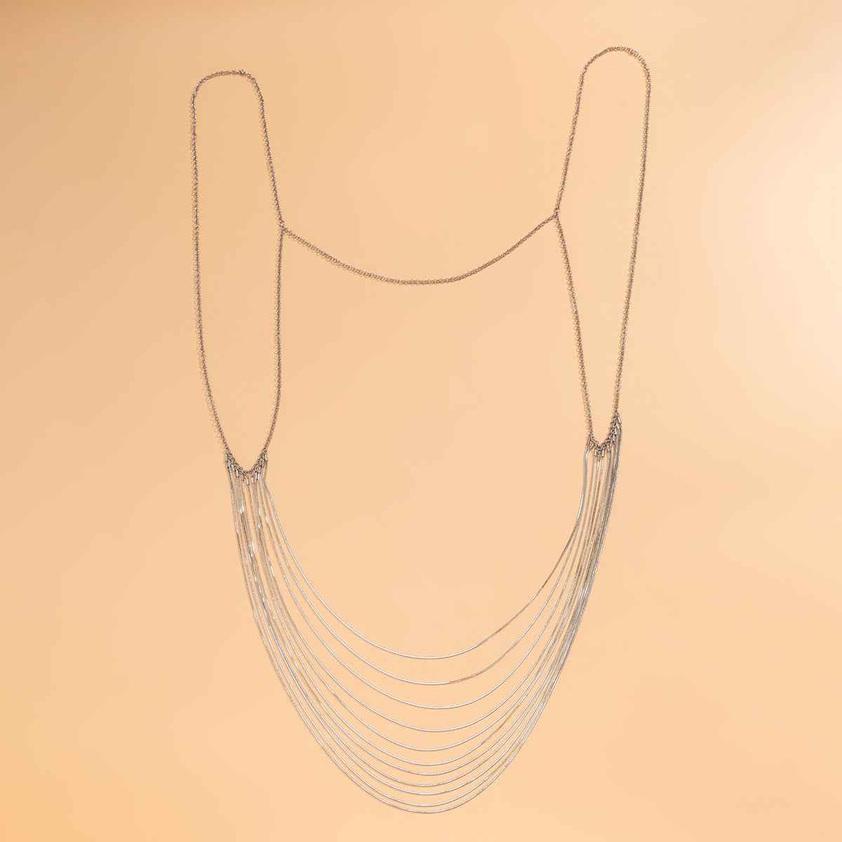 Minimalist Brass Plated Snake Chain Body Chain with Tassel for Women