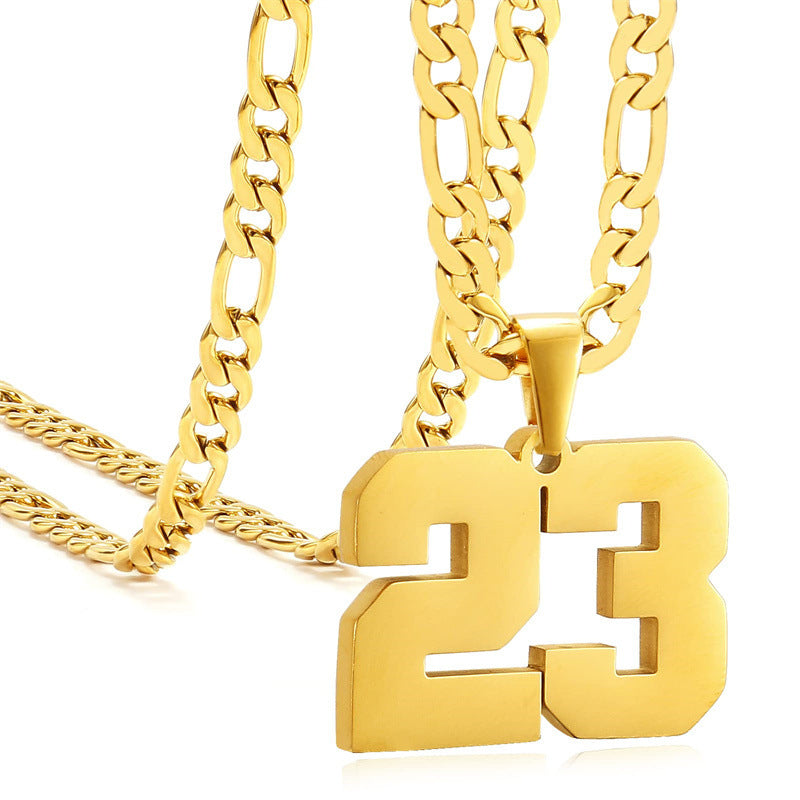Minimalist Numeric Pendant Necklace for Men and Women Stainless Steel Chain with Polished Titanium Steel Charm