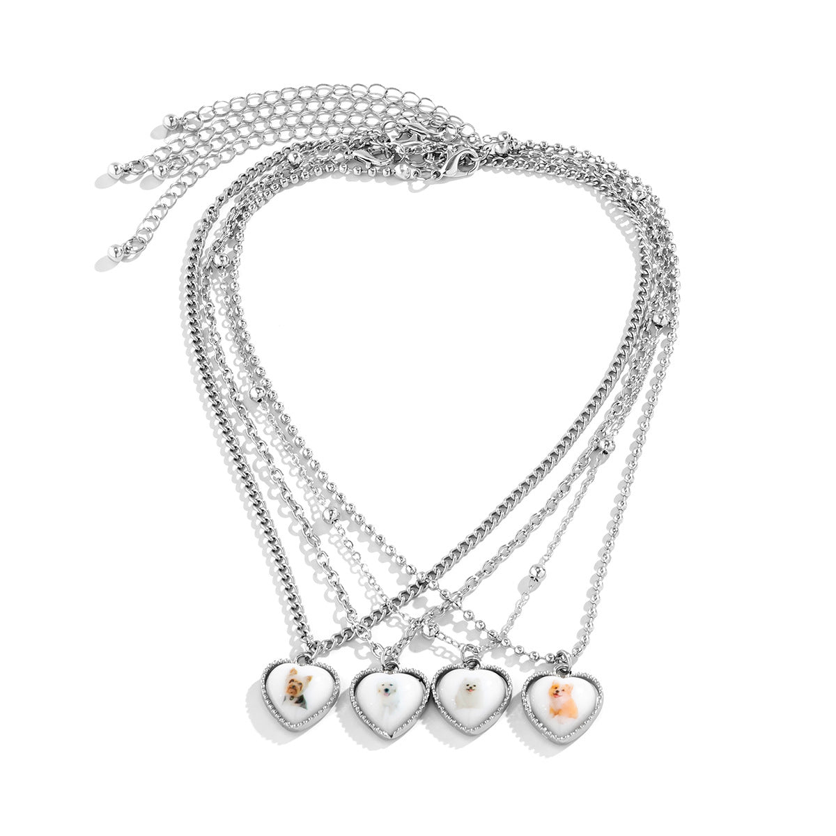 Set collana con ciondolo a cuore in lega stile vintage con ciondolo a forma di cane e finitura placcata per donna