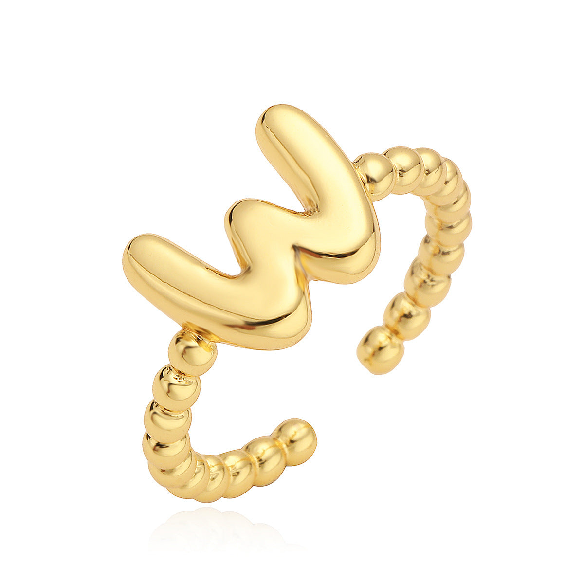 Minimalist 18K Gold Plated Brass Letter Ring for Women
