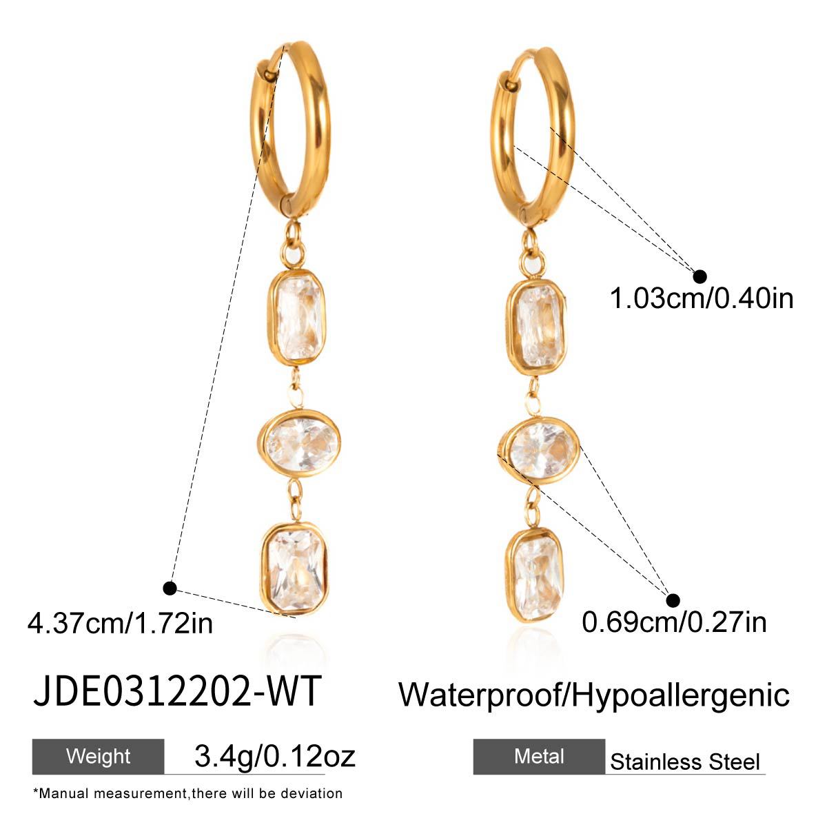 Minimalist Luxury Geometric Titanium Steel PVD Colorful Cubic Zirconia Tassel Earrings for Women