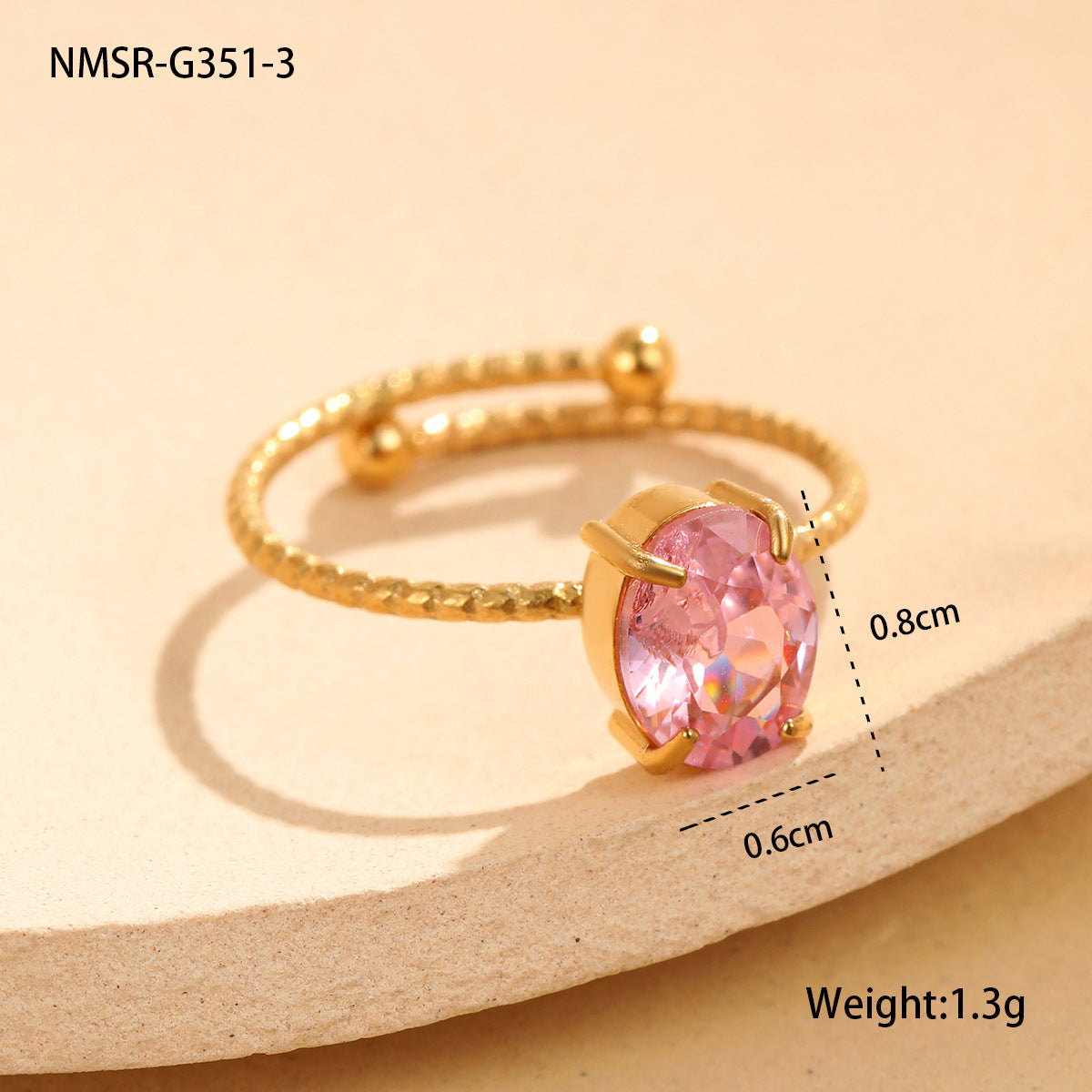 Anillo minimalista ovalado de circonita de acero inoxidable con acabado chapado para mujer, elegante para uso diario