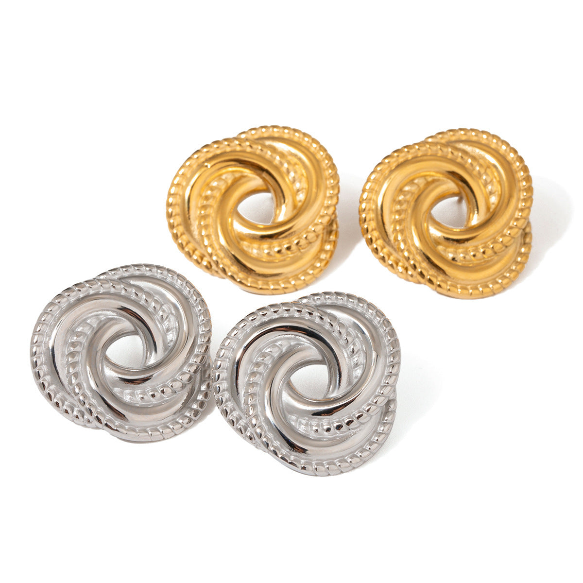 Orecchini da donna in acciaio inossidabile placcato con motivo geometrico, stile vintage elegante