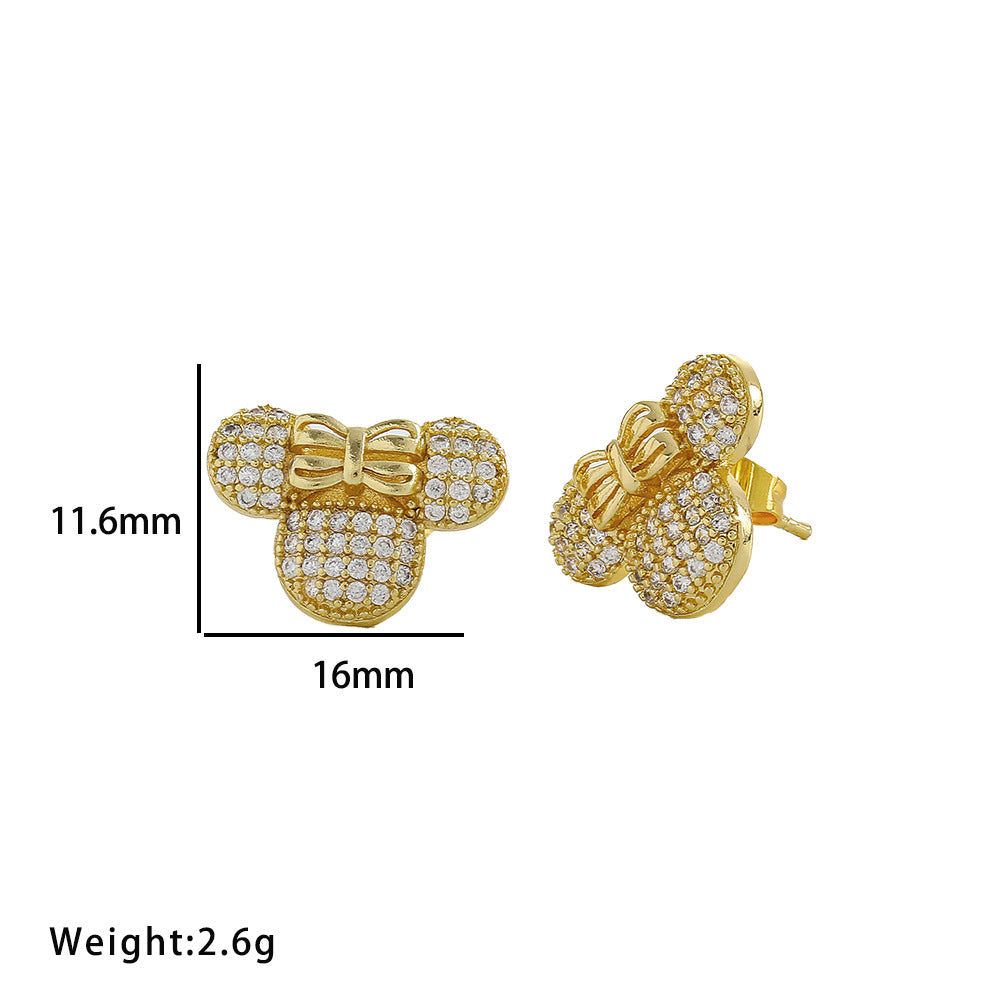 Bonito Collar Colgante Geométrico Minimalista de Mickey Mouse para Mujer con Incrustaciones Completas de Diamantes de Imitación en Cadena O de Acero de Titanio