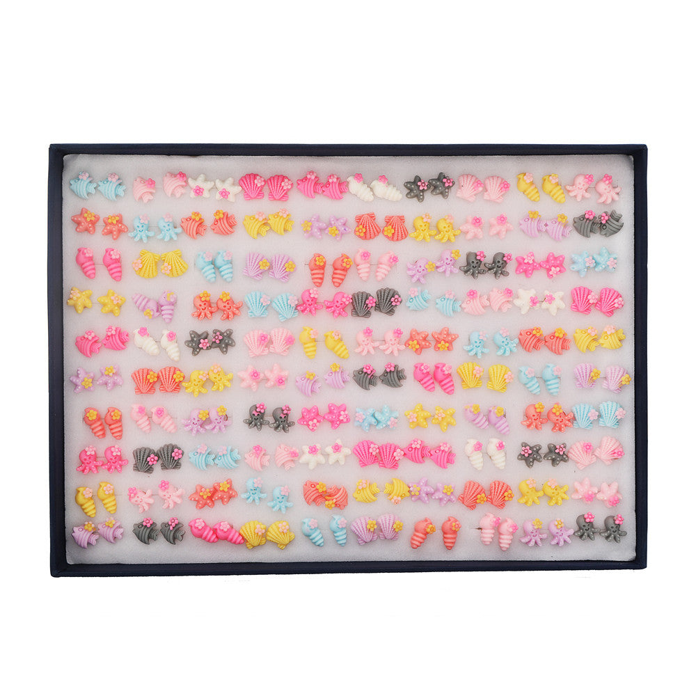 Creative Resin Animal Star Floral Stud Earrings Set for Women