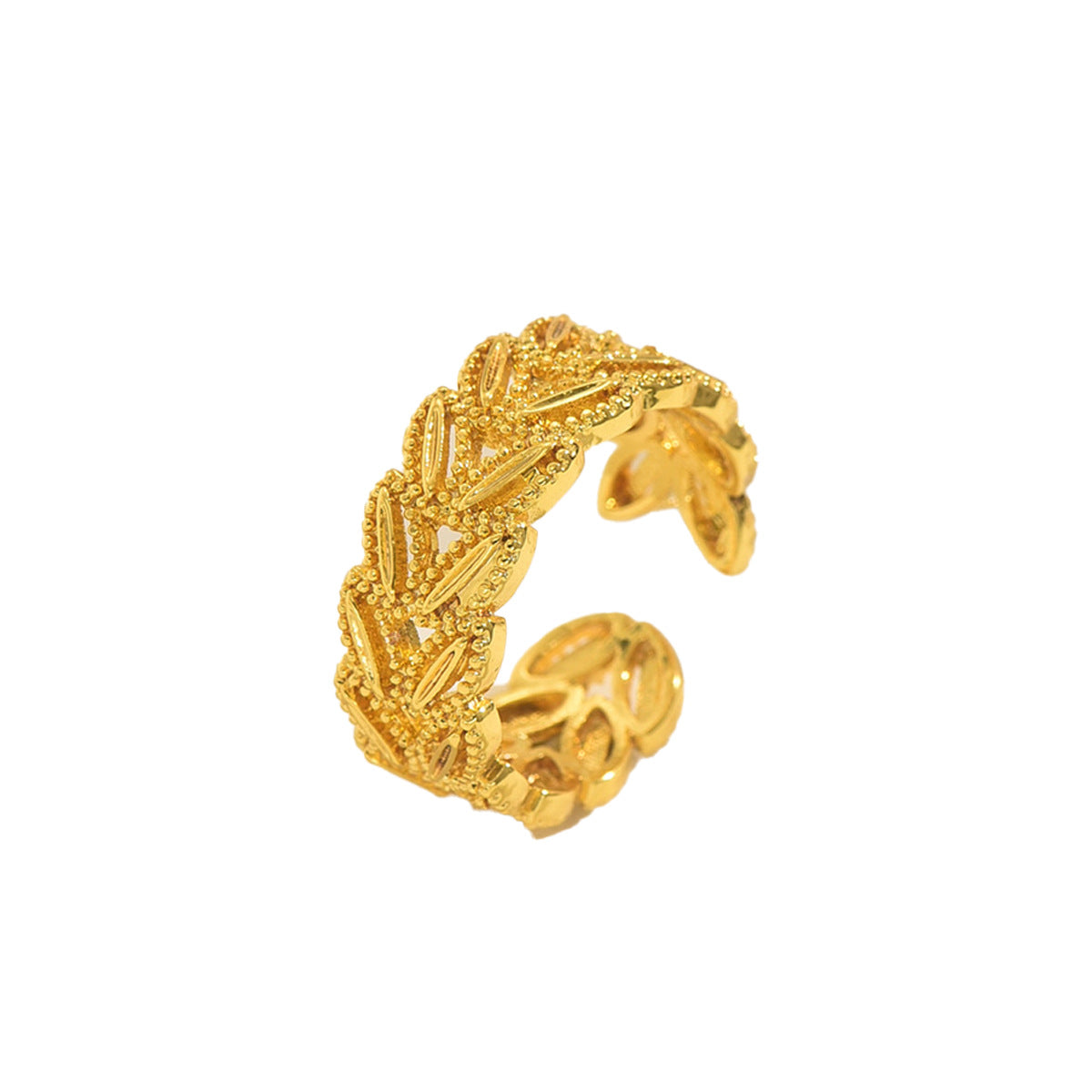 Minimalist Wheat Sheaf Design Geometric Open Ring for Women in Zinc Alloy with 18K Gold Plating