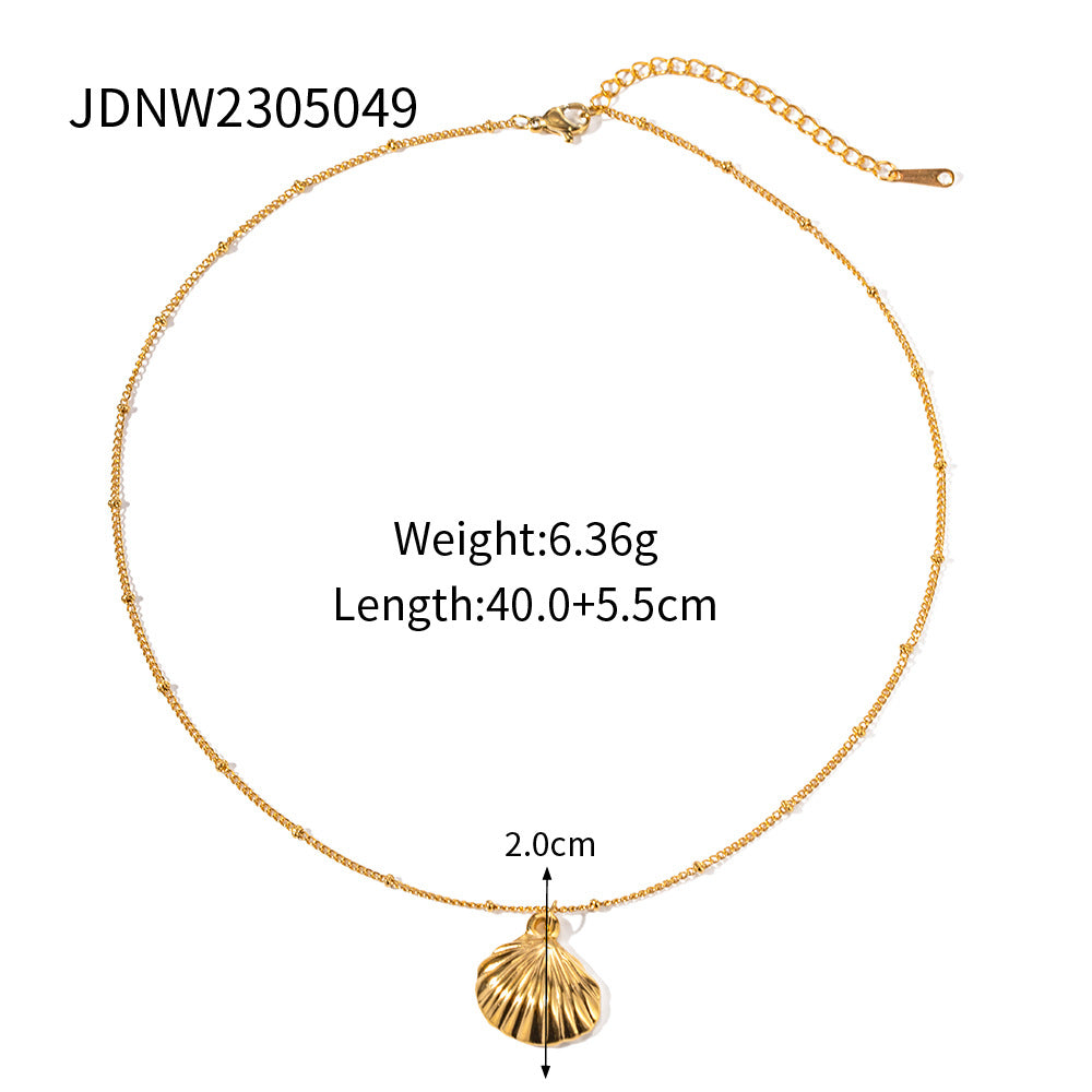 Ins Style Seashell and Starfish Pendant Necklace in Stainless Steel with Plated Finish for Women