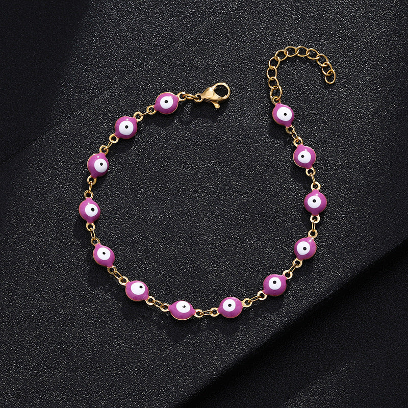 Bracciale alla moda in acciaio al titanio a forma di occhio per donna con smalto, gioielli dell'amicizia carini ed eleganti