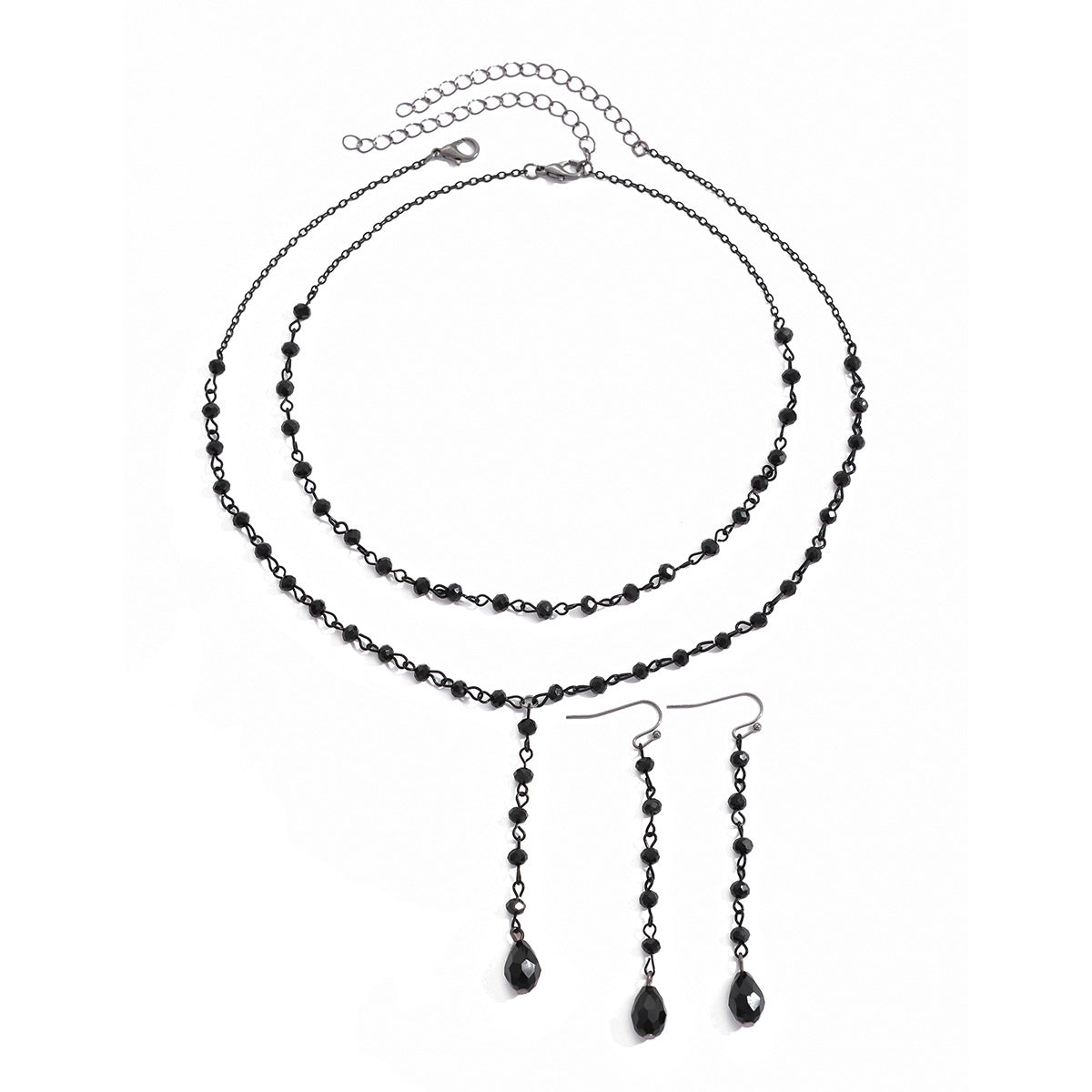 Collar con colgante de aleación con forma de lágrima estilo gótico oscuro y acabado chapado para mujer, cadena de clavícula multicapa