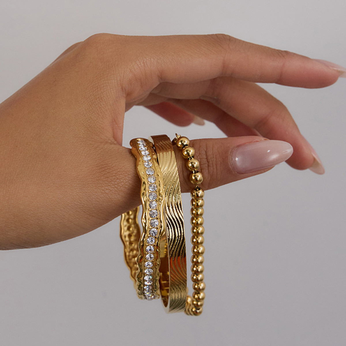 Geometric Stainless Steel Plated Bracelet for Women with Zircon Accents Luxe Minimalist Hand Jewelry