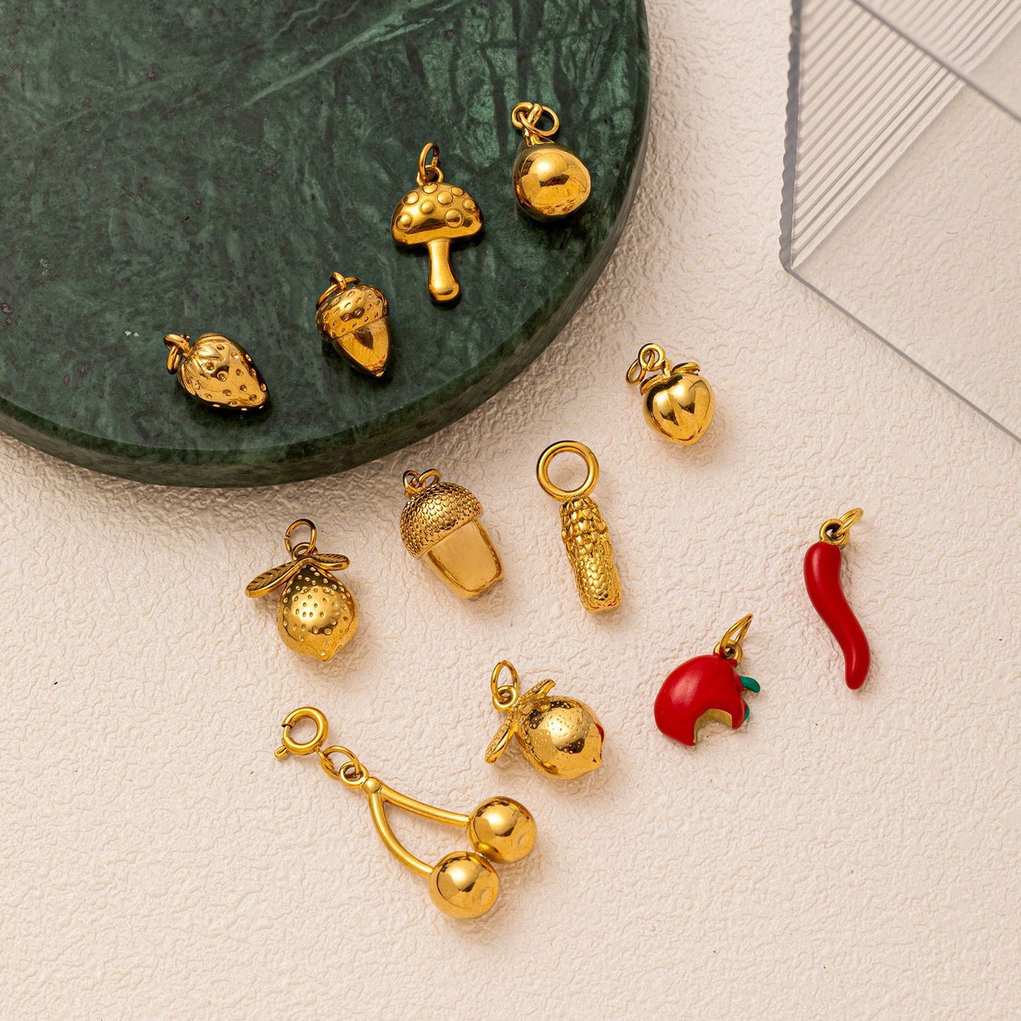 Minimalist Luxury 18K Gold Plated Stainless Steel Fruit Pendant Necklace for Unisex