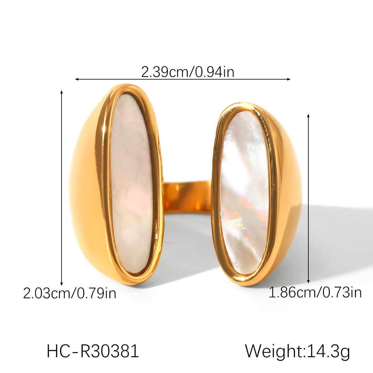 Minimalist Waterdrop-Shaped Stainless Steel Ring with Abalone Inlay for Women, Electroplated Hypoallergenic Fashion Jewelry