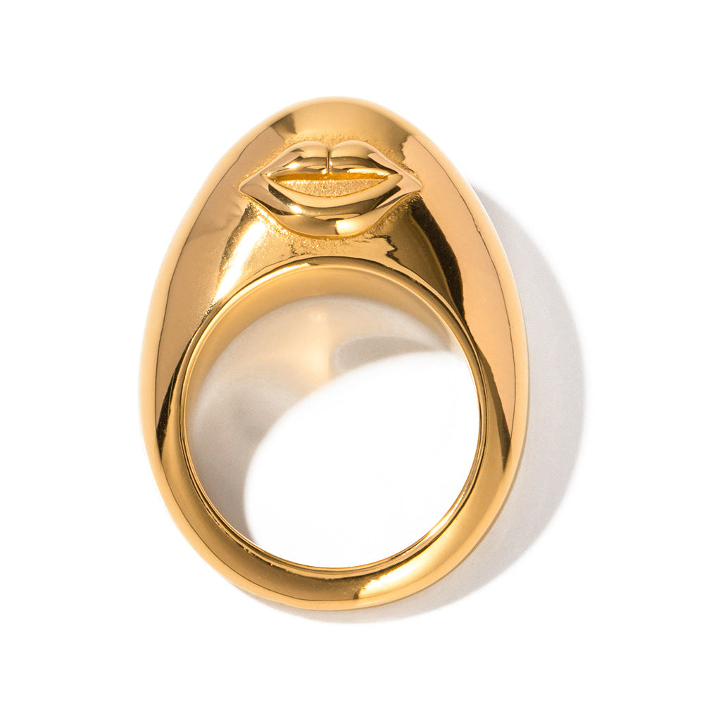 Anello per labbra a doppio lato con occhio di Allah geometrico in acciaio inossidabile placcato oro 18 carati stile Ins per donne