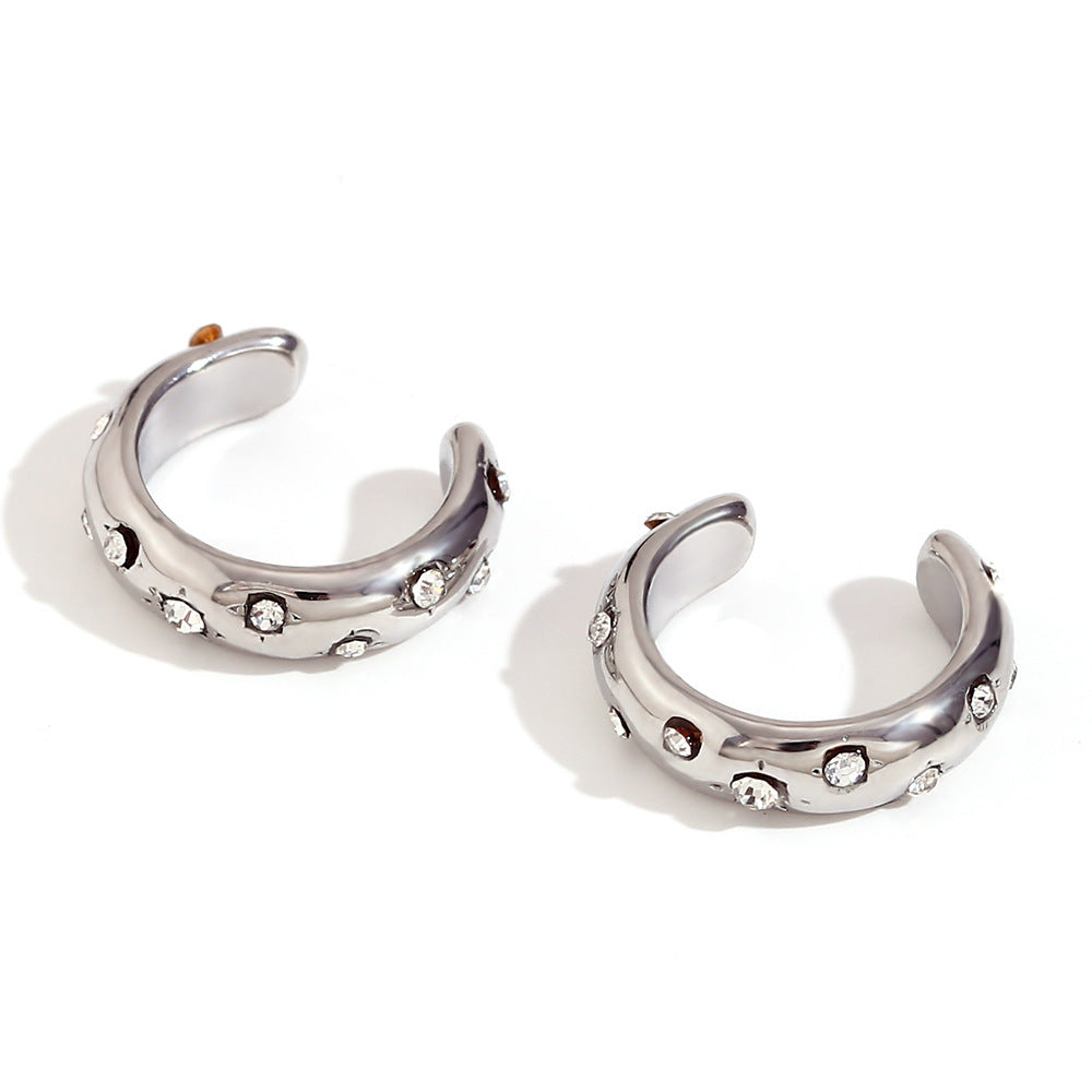 Minimalist Floral-Shaped Stainless Steel Ear Clips with 18K Gold Plating for Women