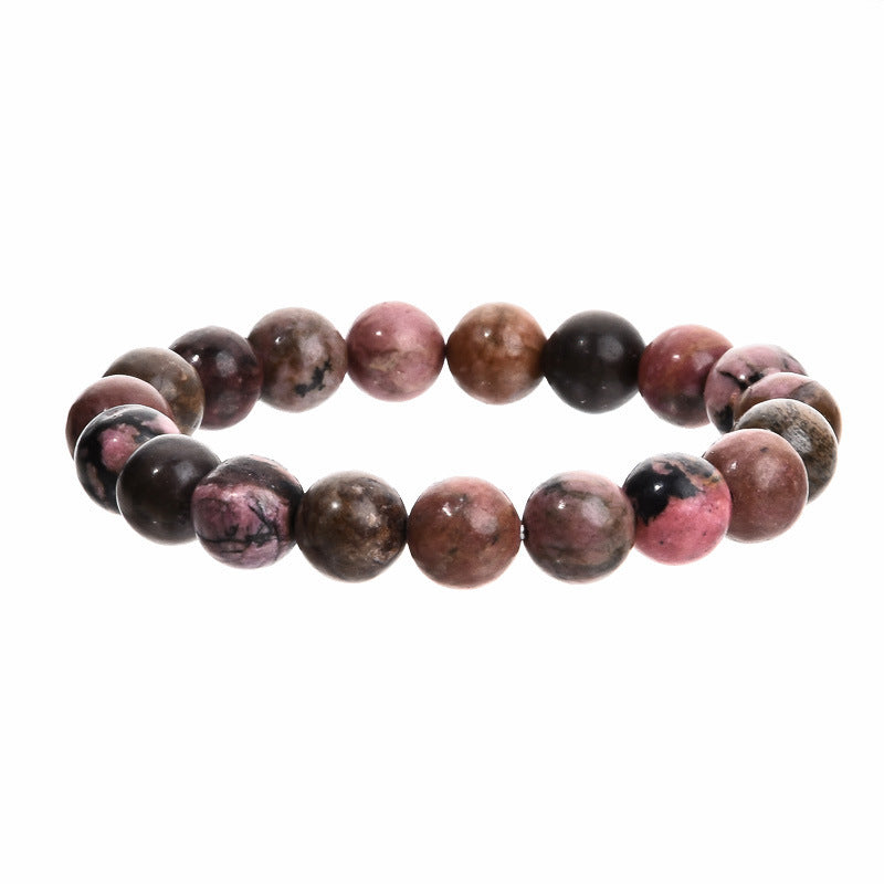 Elegant 10mm Round Agate Wood Crystal Beaded Bracelet Unisex Geometric Handmade Jewelry