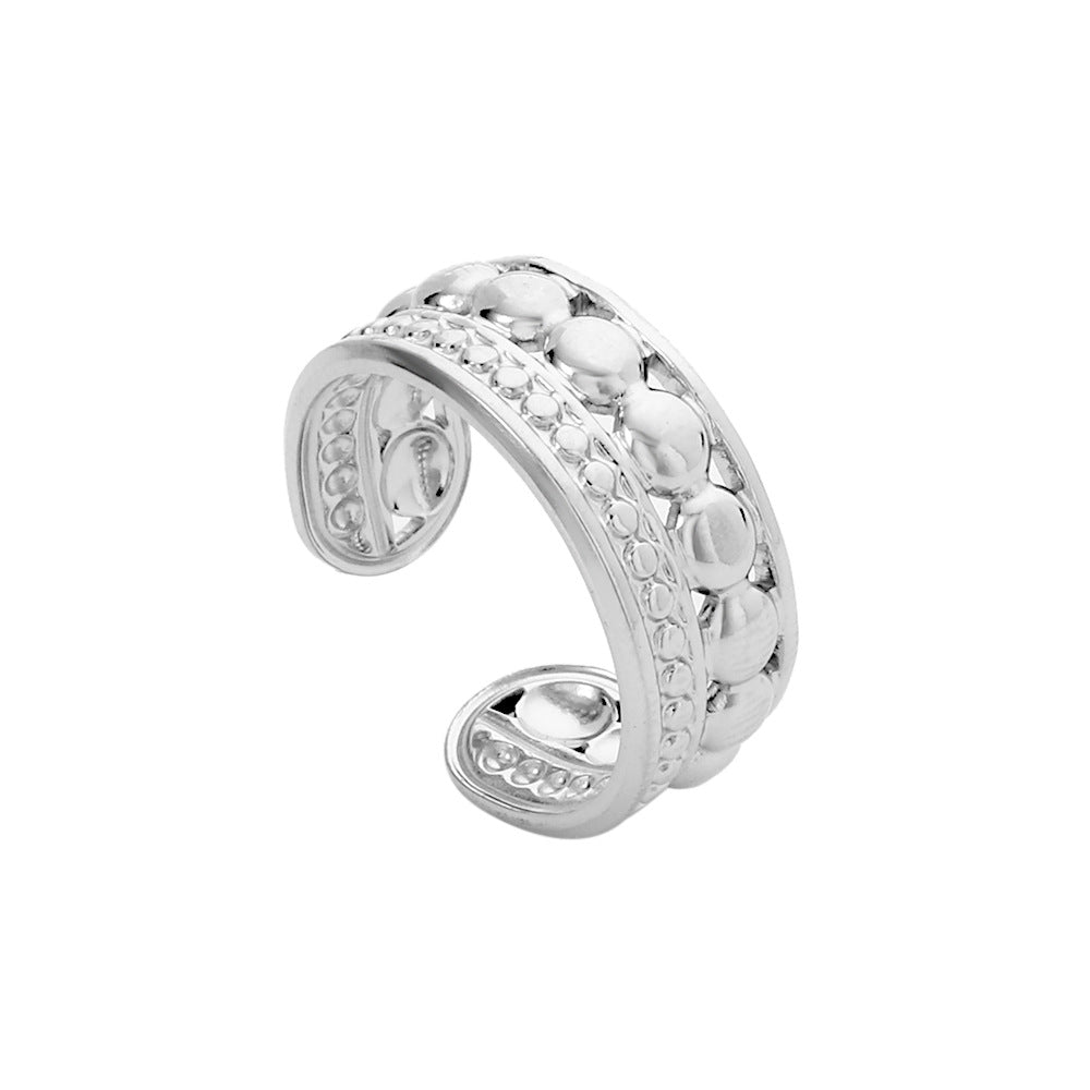 Minimalist Geometric Round Hollow Plated Titanium Steel Open Ring for Unisex