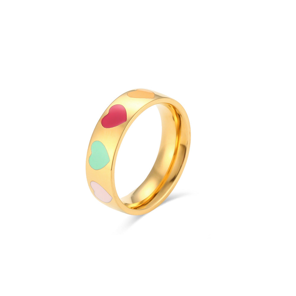 Fashionable Minimalist Smiley Face Stainless Steel Plated 18K Gold Geometric Ring for Women