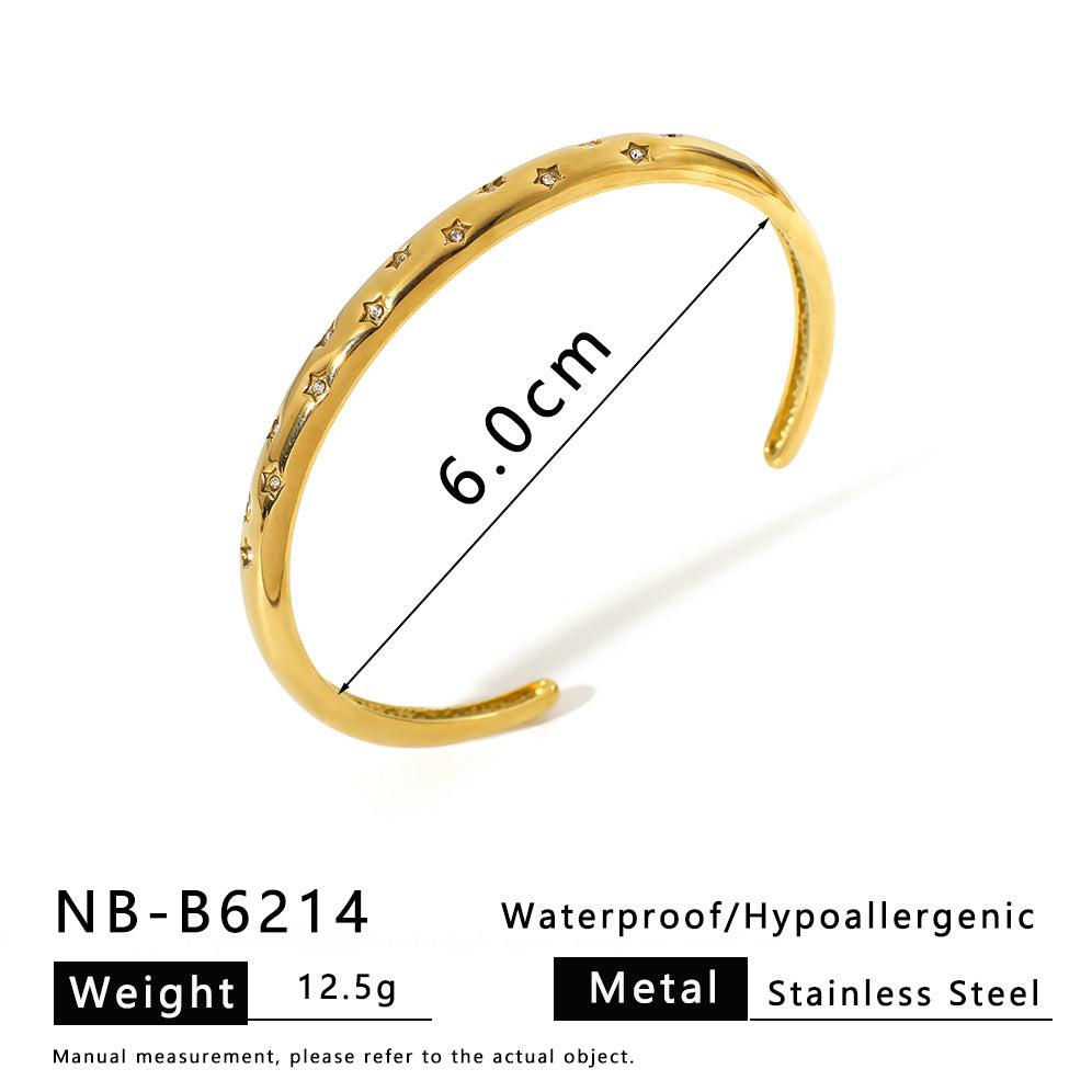 Bracciale da donna in acciaio inossidabile geometrico minimalista con placcatura sottovuoto in oro 18 carati