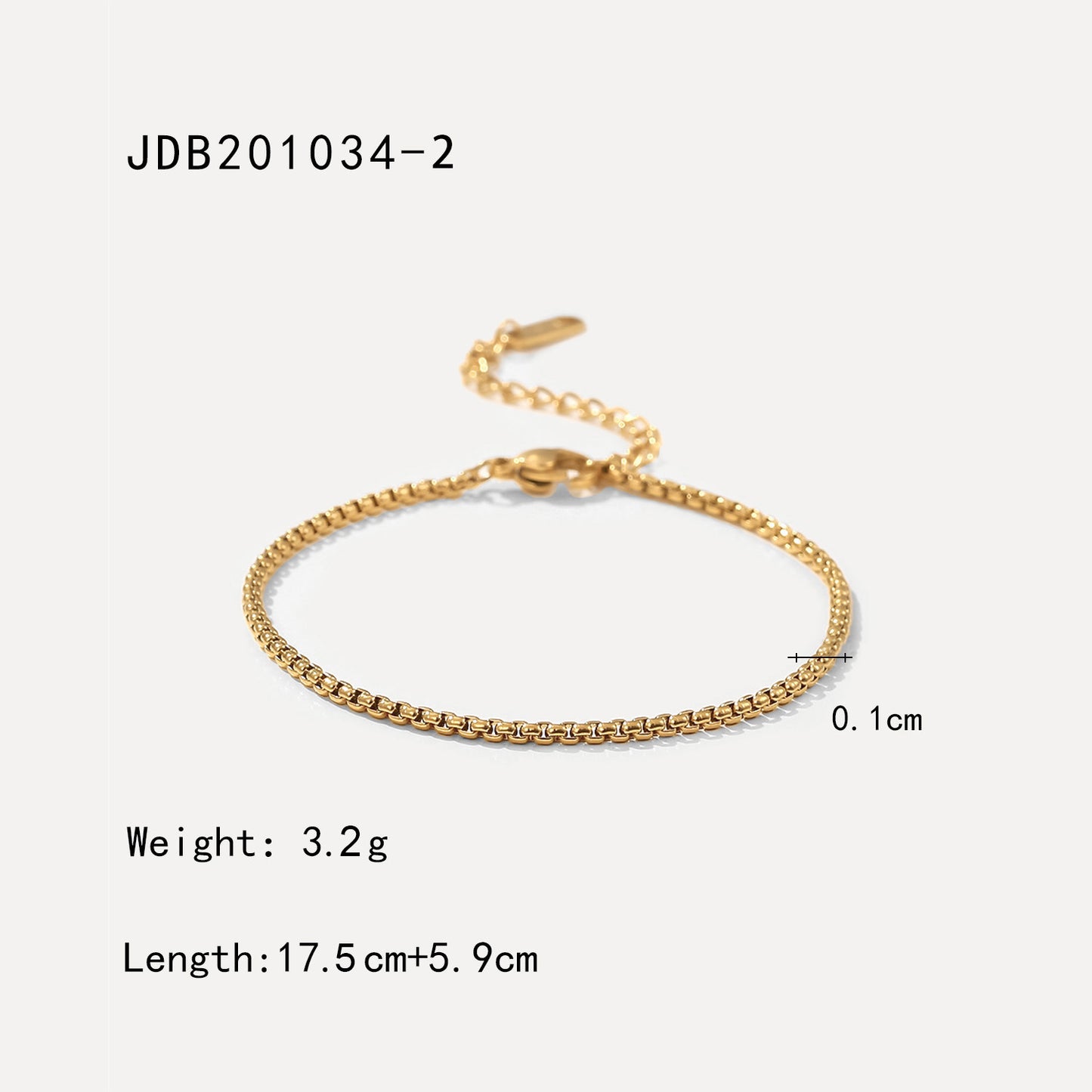 Geometric Luxury Plated Titanium Steel Box Chain Bracelet with Rhinestone Accents for Women
