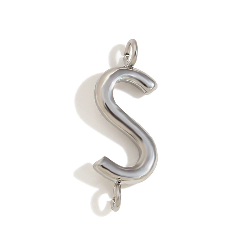 Minimalist 18K Gold Plated Stainless Steel Letter Charm Bar