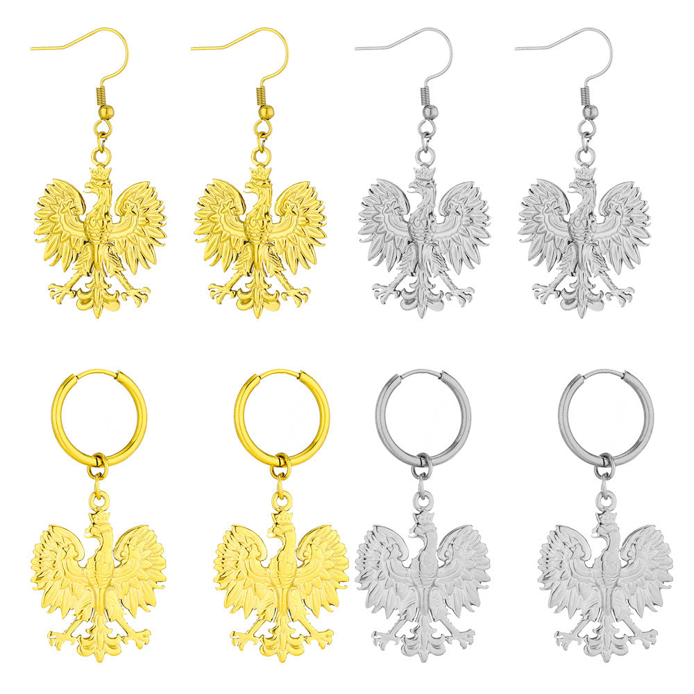 Orecchini minimalistici in acciaio al titanio a forma di aquila con finitura placcata per gioielli da donna alla moda
