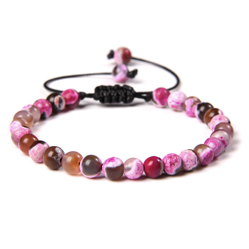 Sweet Sporty Geometric Natural White Crystal Stretch Bracelet 6mm Unisex Handmade Energy Bangle