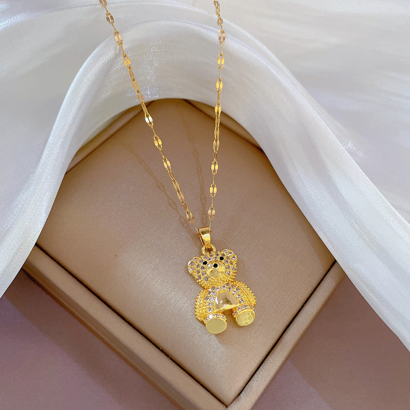 Geometric Minimalist Titanium Steel Necklace with Copper Pendant Plated in Real Gold Irregular Chain