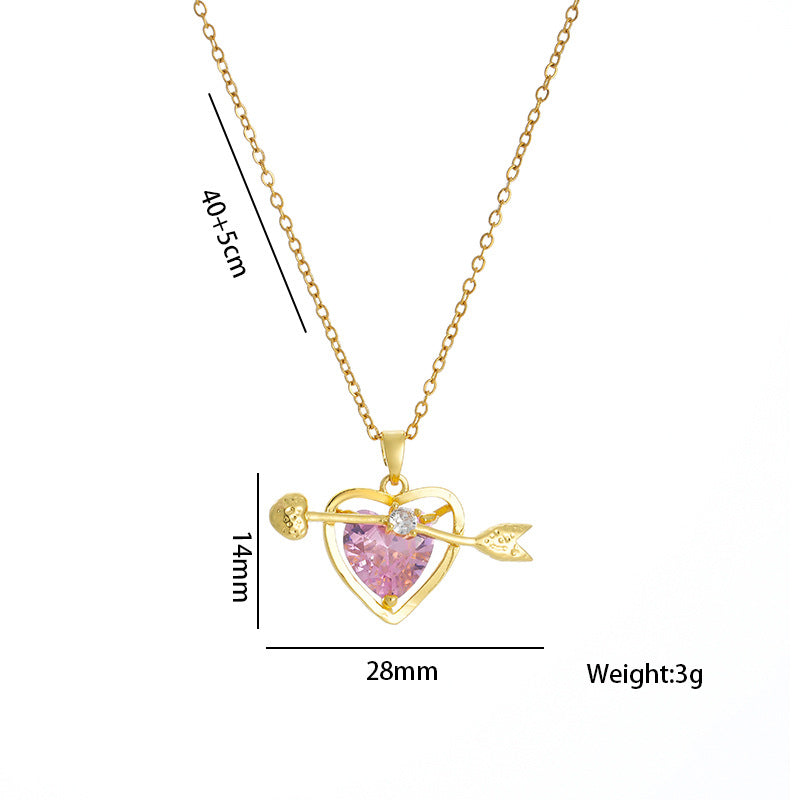 Minimalist Heart-Shaped Titanium Steel Pendant Necklace with Rhinestone Accents for Women, Hypoallergenic Plated Locket Chain Jewelry