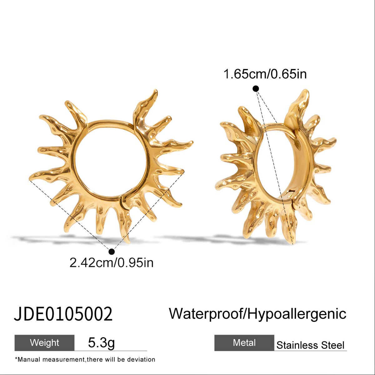 Elegant Geometric Stainless Steel Plated Cubic Zirconia Sun Ear Cuff for Women