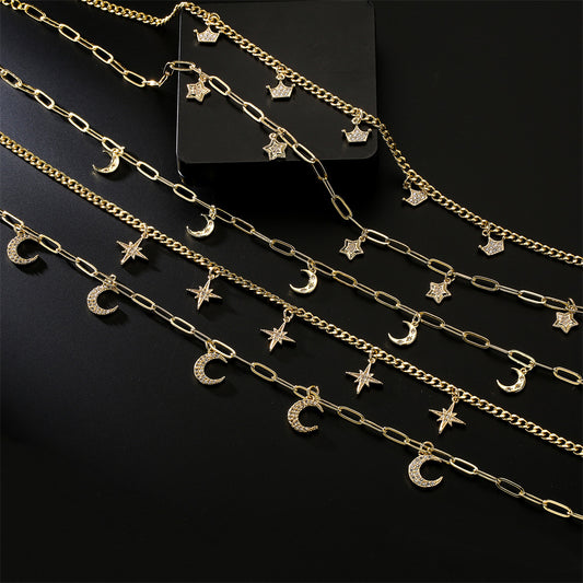 Collar con Colgante Geométrico de Cobre con Baño de Oro Real e Incrustaciones de Circonita