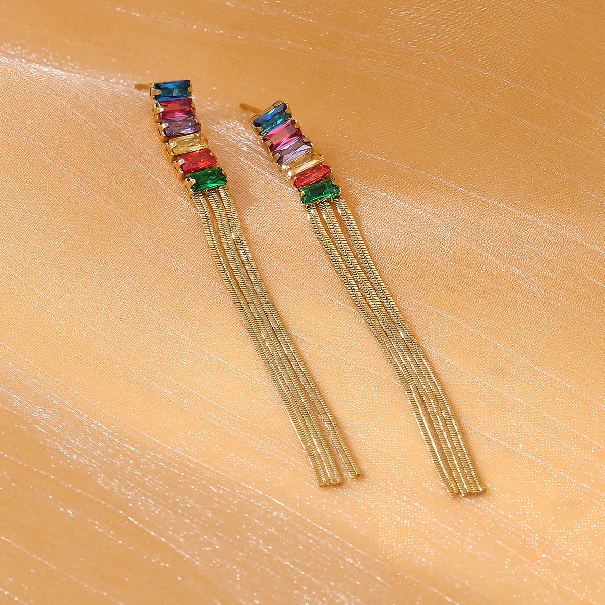 Pendientes de acero inoxidable con borlas de moda para mujer con acabado chapado, joyas elegantes y versátiles de estilo lujoso