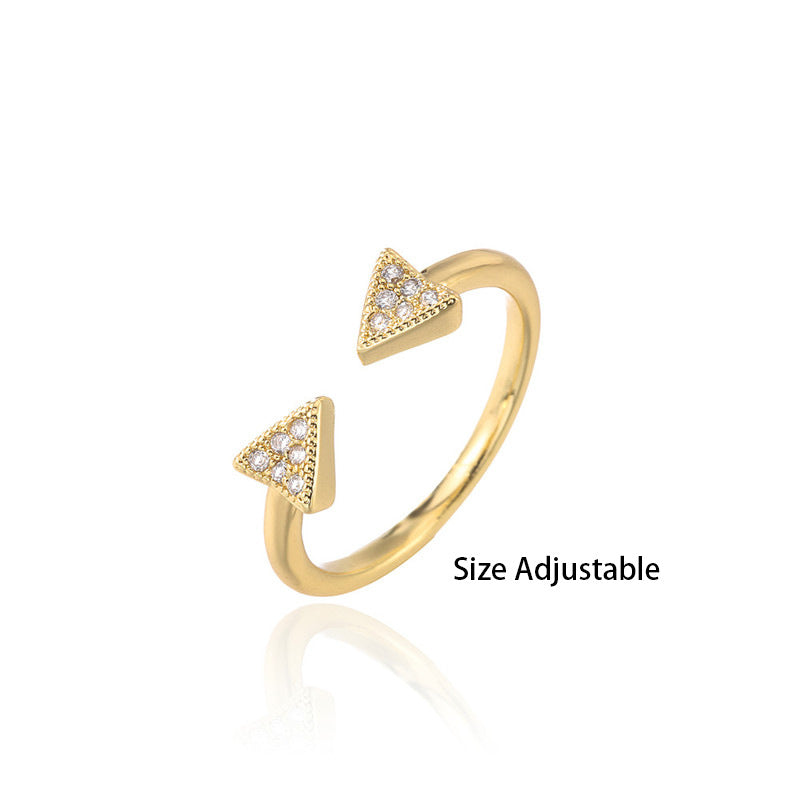 Minimalist 18K Gold Plated Geometric Brass Ring for Women Adjustable