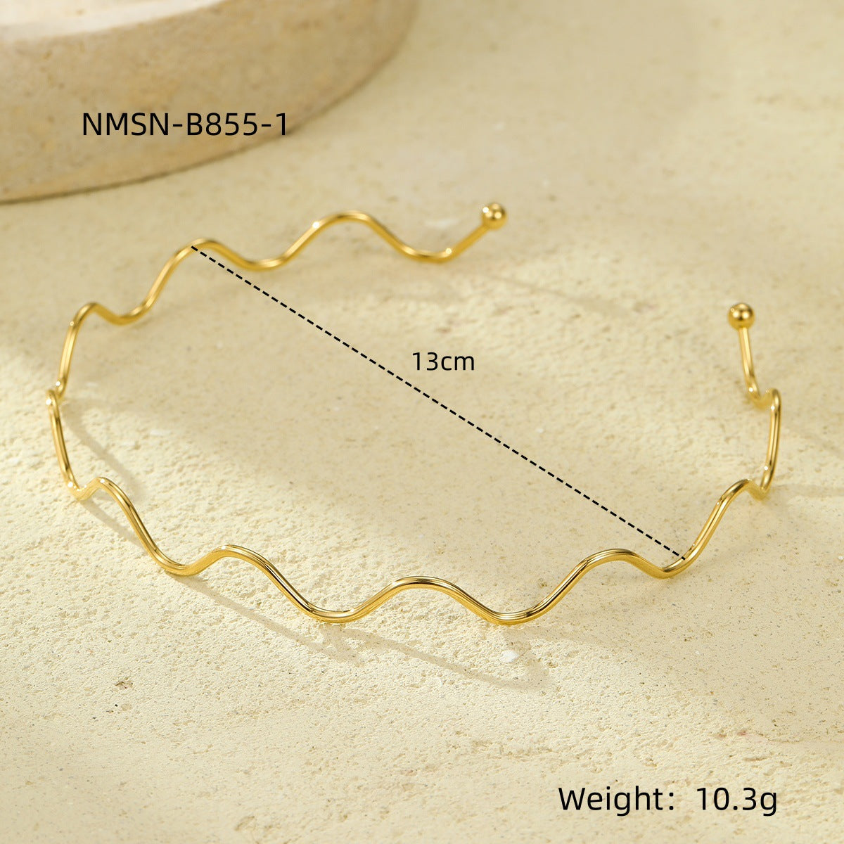 Collar ajustable ondulado de acero inoxidable chapado en oro de 18 quilates para mujer Estilo OL