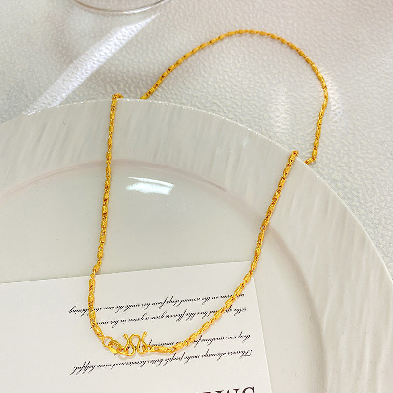 Sporty Casual Gold Plated Titanium Steel Necklace for Unisex
