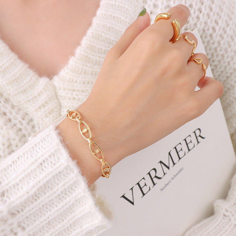 Set di collane a strati geometriche minimaliste in acciaio al titanio con placcatura in oro 18 carati da donna