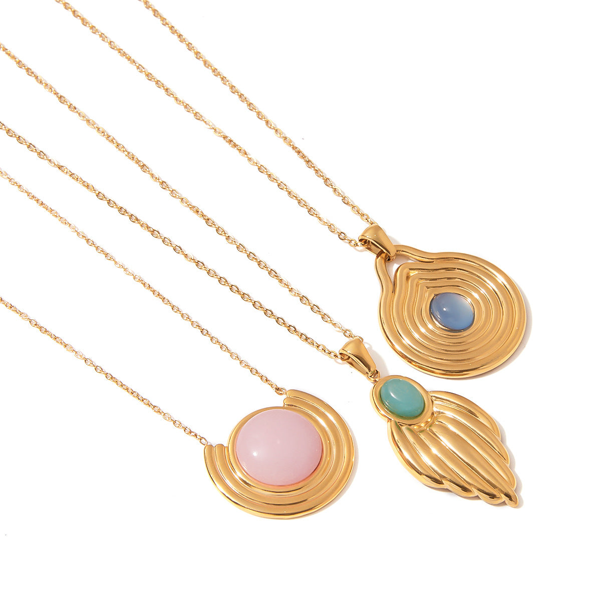 Minimalist Geometric Round Stainless Steel Plated Necklace with Titanium Steel Pendant for Women