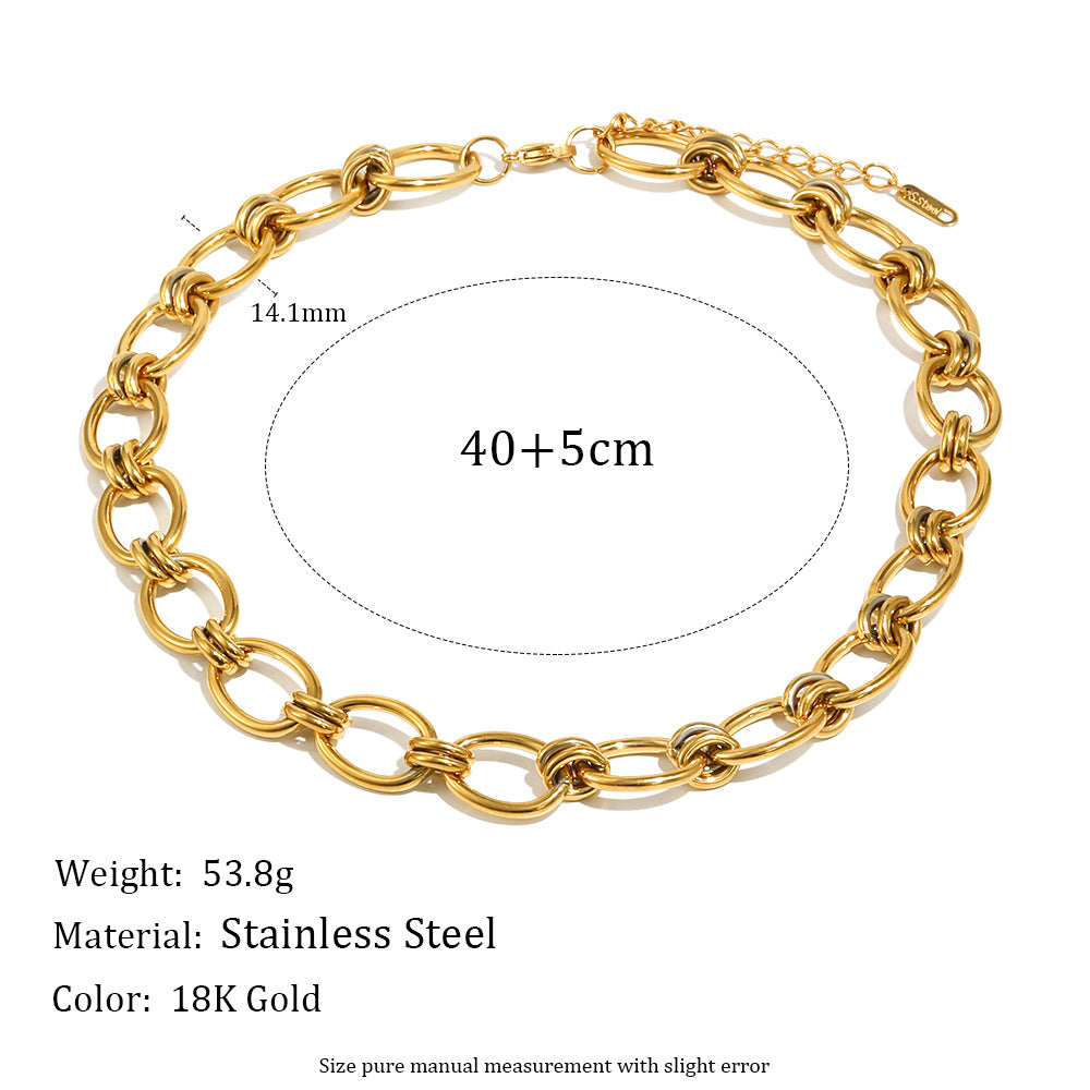 Hip-hop Elegant Geometric Stainless Steel Gold Plated Necklace for Women