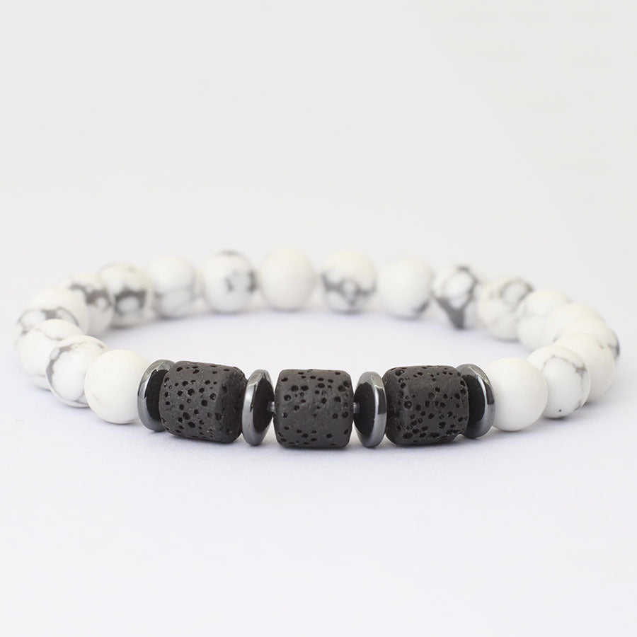 Minimalist Geometric Natural Tiger's Eye Hematite Beaded Bracelet Unisex Healing Stone Jewelry Gift for Him