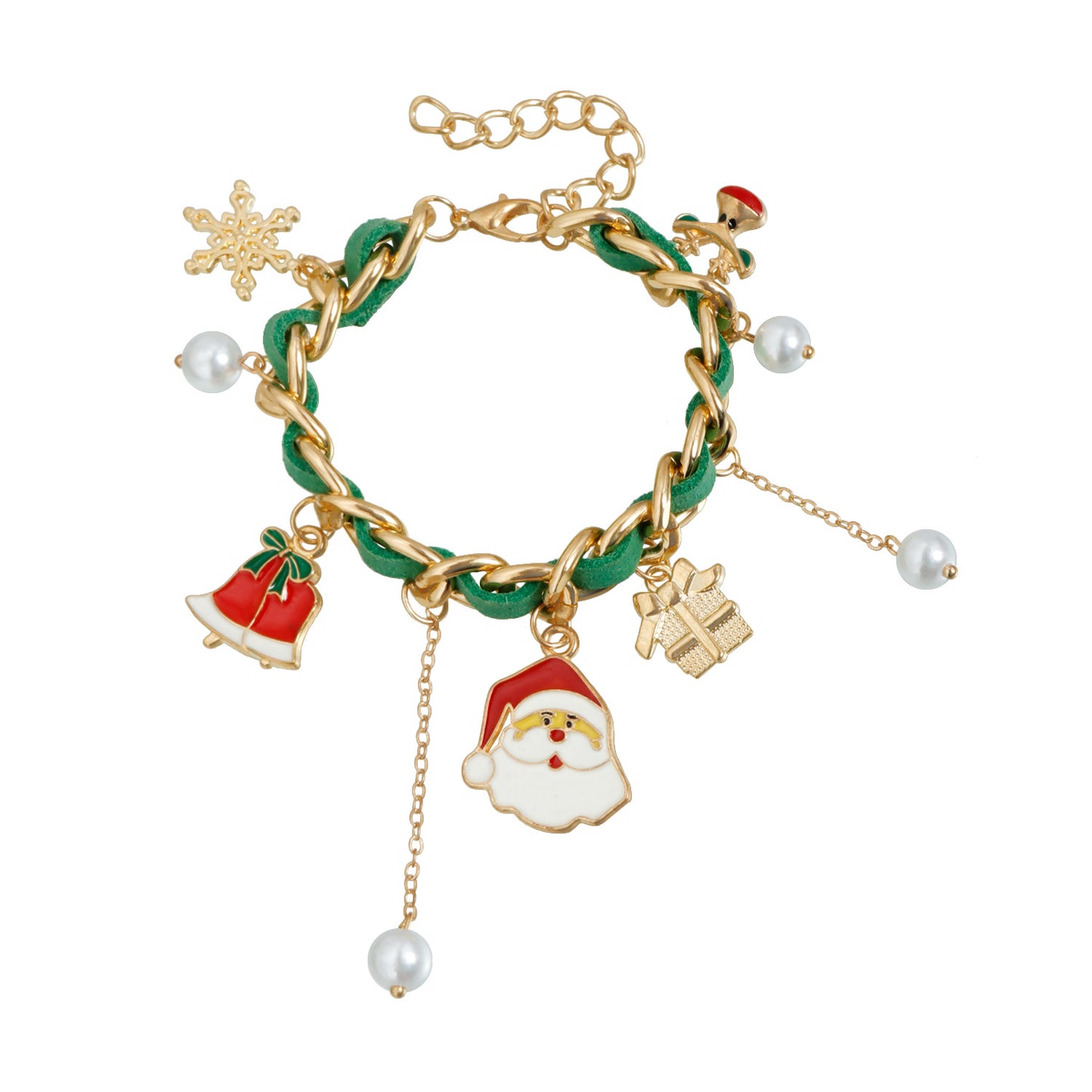 Geometric Alloy Plated Ribbon Woven Choker Necklace with Christmas Bell for Women