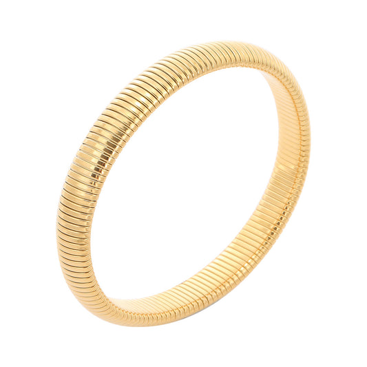 Pulsera de Acero Inoxidable Geométrica de Moda con Baño de Oro de 18K y Diseño Elástico para Mujer