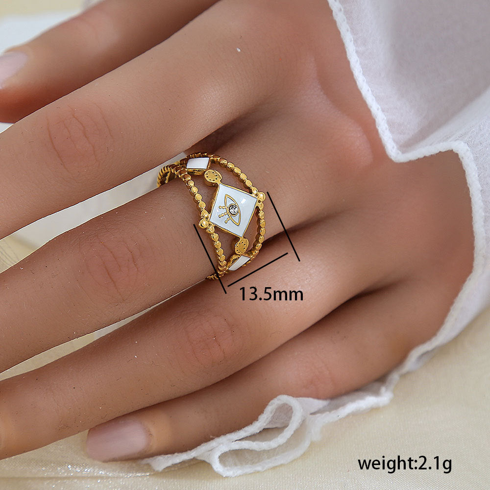 Anello Minimalista a Forma di Foglia in Acciaio Inossidabile Placcato Oro 18K da Donna e da Uomo